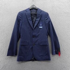 Stafford Mens Slim Fit Suit Blazer 34R Blue Sharkskin Travel Stretch NEW $210